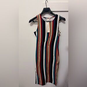Velvet Colorful Striped Midi Dress